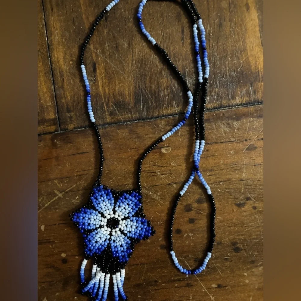 Mexican beaded necklace flower